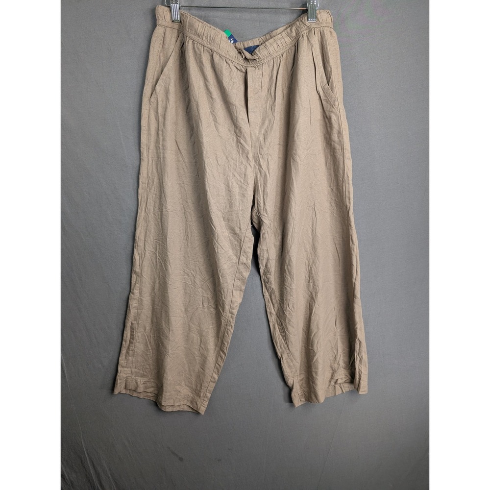 Splendid Light Brown Linen Blend Cropped Wide Leg Pants XL NWT